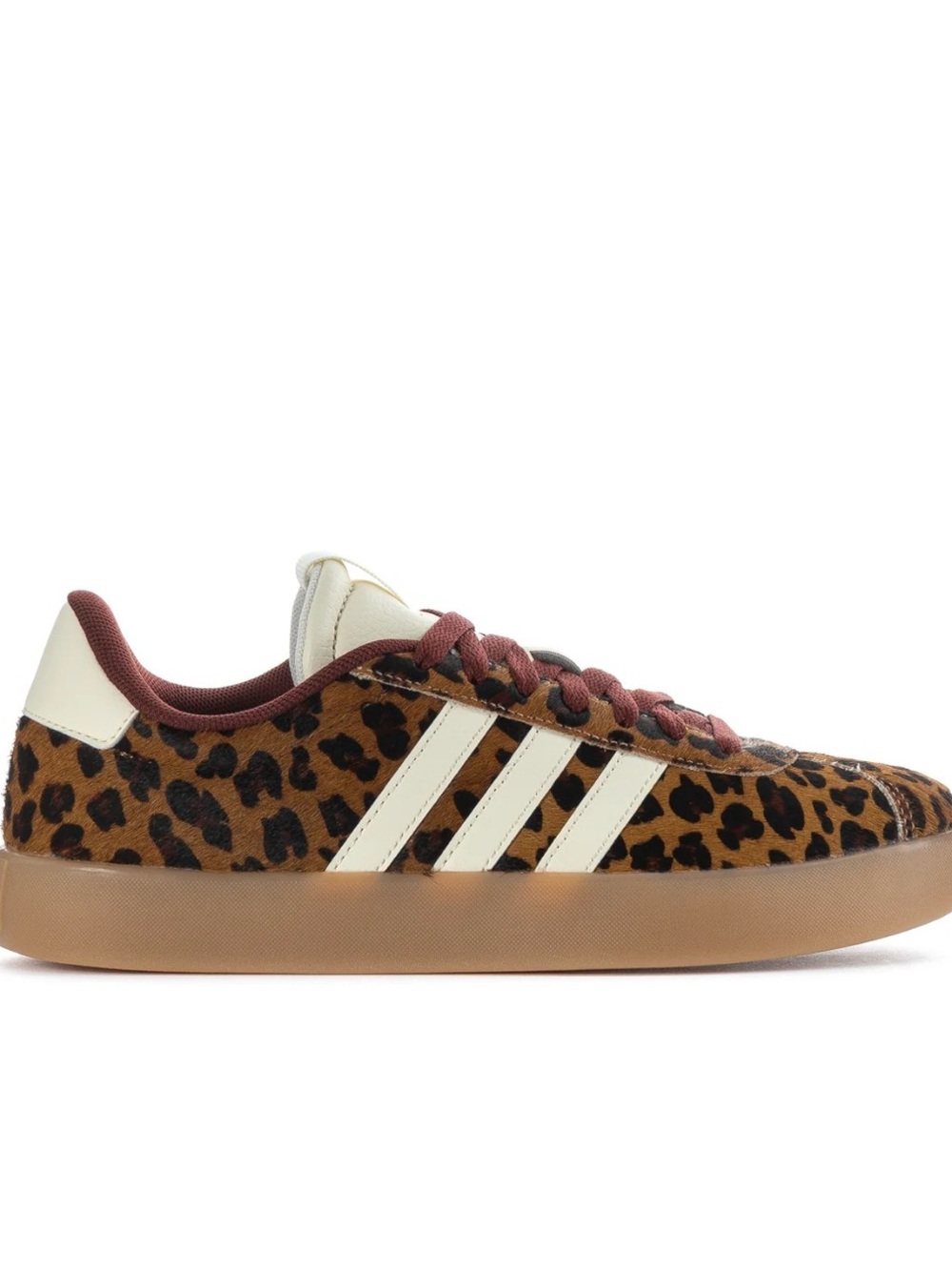adidas Leopard-Print Skate Sneakers in Brown, Cream and Maroon
